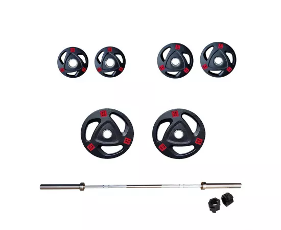 1441 فيتنس عرض كومبو: ماكينة حاملة لتمرين السكوات + بار ٧ أقدام مع مقعد ومجموعة صحون ٨٠ كيلوجرام