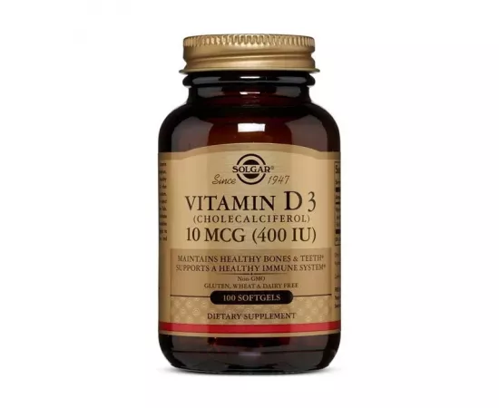 سوفت جل فيتامين د3 400iu كوليكالسيفيرول من سولجار 100's