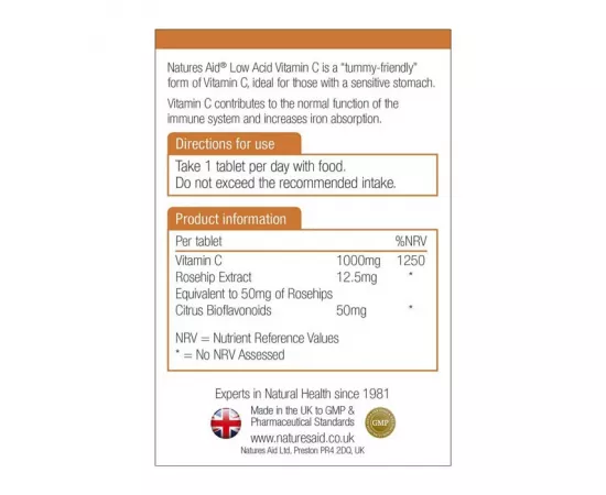 تابلت فيتامين سي بتركيز 1000 مللي جرامقليل الحموضة من ناتشرز آيد  180