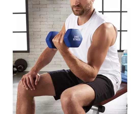 1441 فيتنس نيوبرين مجموعة من الأثقال 1 ل 10 كيلوجرام (10 أزواج) مع حمالة أثقال عمودية