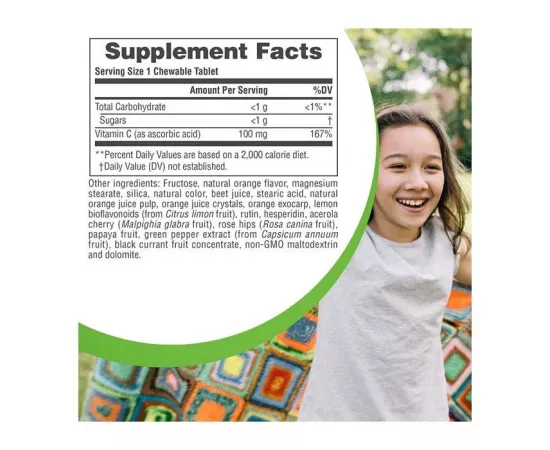 Natures Plus Orange Juice Junior Chewable Vitamin C 100 mg Tablets 90's