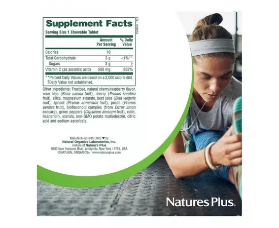  مضغيات فيتامين سي بتركيز 500 مللي جرام من ناتشرز بلس 90