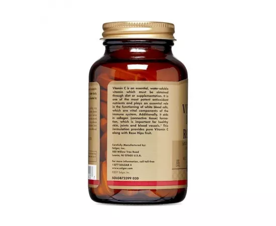 تابلت فيتامين سي مع ثمرة الورد بتركيز 1000مللي جرام من سولجار 100