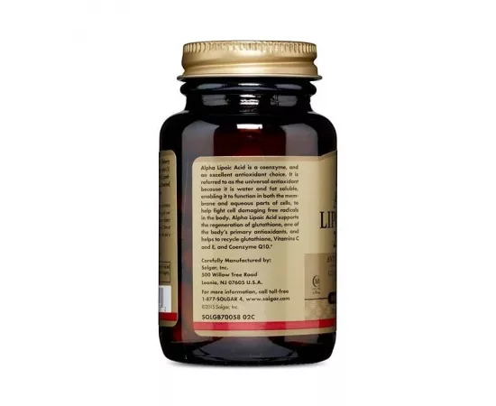 كبسولات ألفا حمض الليبويك النباتية بتركيز 200 مللي جرام  من سولجار 