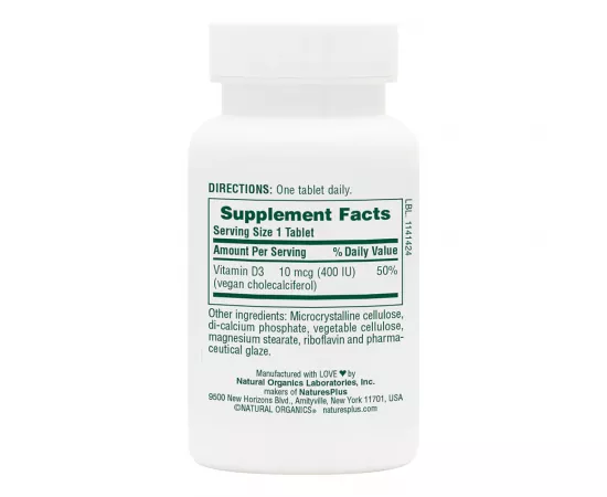 تابلت فيتامين دي3 400 بتركيز IU ووتر ديسبيريبل من ناتشرز بلس  90 