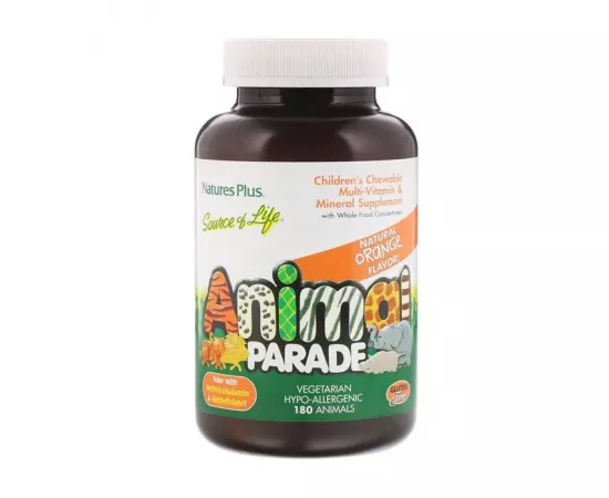  تابلت مضغيات الفيتامينات المتعددة و المعادن للأطفال بنكهة البرتقال من ناتشرز بلس أنيمال باراد 180 