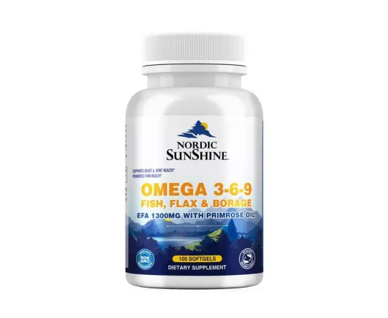 Nordic Sunshine Fish Flax & Borage 3-6-9 With Primrose Oil 100 Softgels
