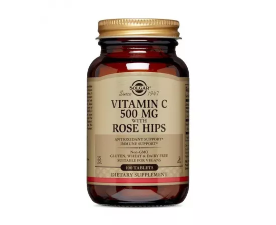 تابلت فيتامين سي بتركيز 500 مللي جرام مع ثمرة الورد من سولجار 100