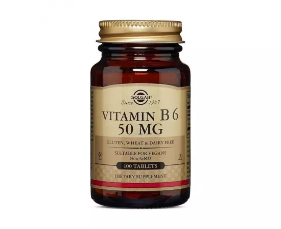 تابلت فيتامين بي 6 بتركيز 50 مللي جرام من سولجار  100