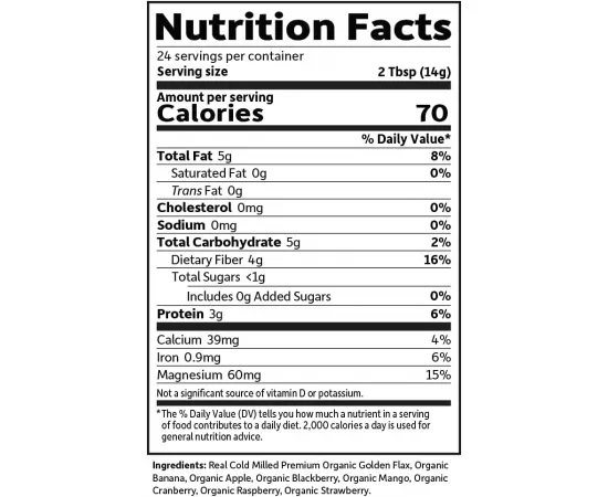 وجبة الكتان العضوية -راو- بنكهة التوت والفاكهة من جاردن أوف 