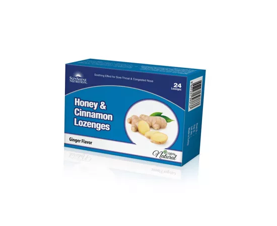 Sunshine Nutrition Honey & Cinnamon Lozenges-Ginger 24's