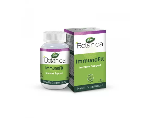 Dabur Botanica ImmunoFit Veg. Capsules | 12 Ingredients | Boosts Immunity | Turmeric | Vitamin C | Ginger | Ginseng | Herbal | Antioxidant | 60s