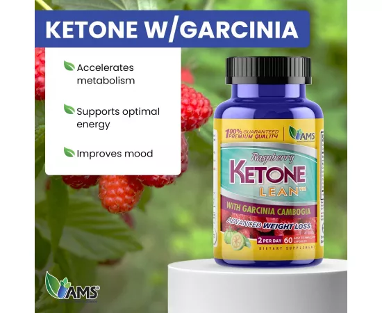  كبسولات كيتون توت العليق مع جارسينيا من أ م س - 60 كبسولة