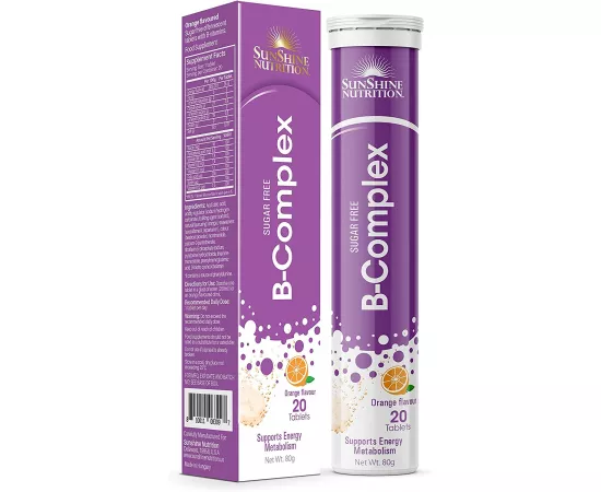  أقراص مركب فيتامين ب الفوارة بنكهة البرتقال من صن شاين نيوتريشين 20
