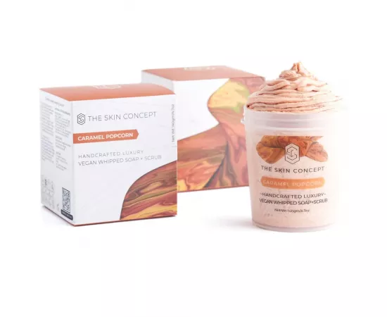 صابون مخفوق وسكراب نباتي بفوشار الكراميل من ذا سكين كونسيبت