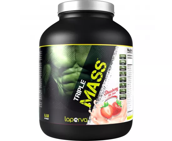 Laperva Triple Mass Gainer, Strawberry Milkshake, 6.1 LB