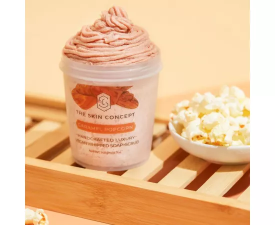 صابون مخفوق وسكراب نباتي بفوشار الكراميل من ذا سكين كونسيبت