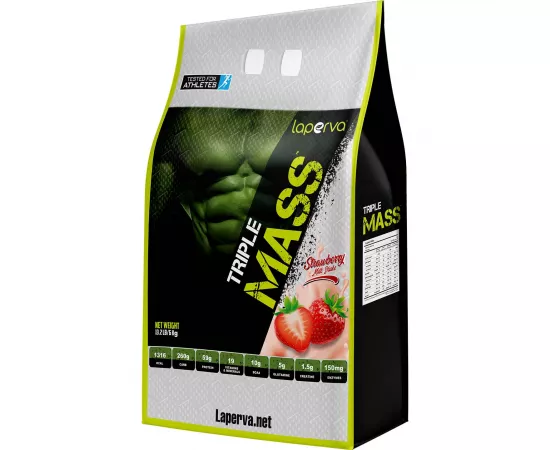 Laperva Triple Mass Gainer, Strawberry Milkshake, 13.2 LB