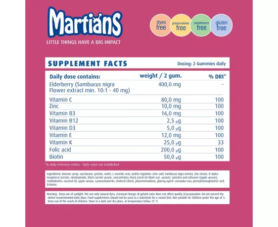 Martians Gummies Acute Immune Booster With Elderberry 60's