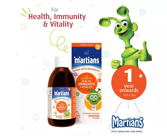 Martians Syrup With Imunactive For Support Of Health, Immunity, & Vitality 150Ml