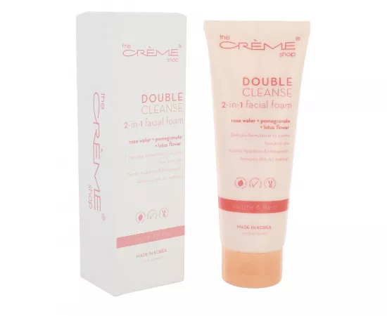 منظف للوجه دوبل ٢ في ١ منظف رغوة للوجه X مزيل مكياج بماء الورد والرمان وزهرة اللوتس من ذا كريم شوب - 150 مل