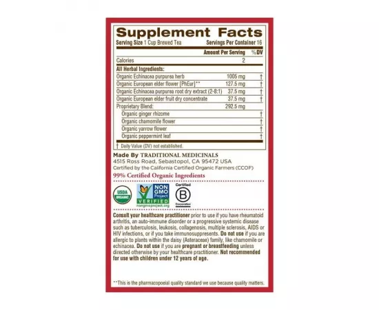 Traditional Medicinals Echinacea Plus Elderberry 16 Tea Bags