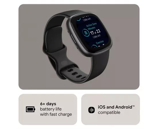 فيتبيت فيرسا 4 - ساعة فيتنس - لون أسود / رصاصي