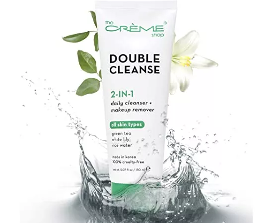 منظف للوجه دوبل ٢ في ١ منظف رغوة للوجه X مزيل مكياج بالشاي الأخضر وماء الزنبق الأبيض وماء الأرز من ذا كريم شوب - 150 مل