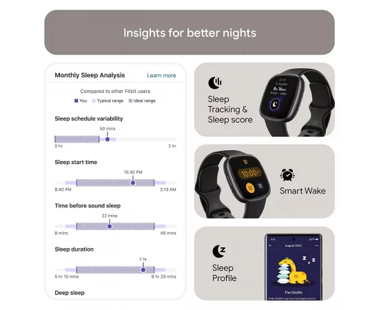 فيتبيت فيرسا 4 - ساعة فيتنس - لون أسود / رصاصي