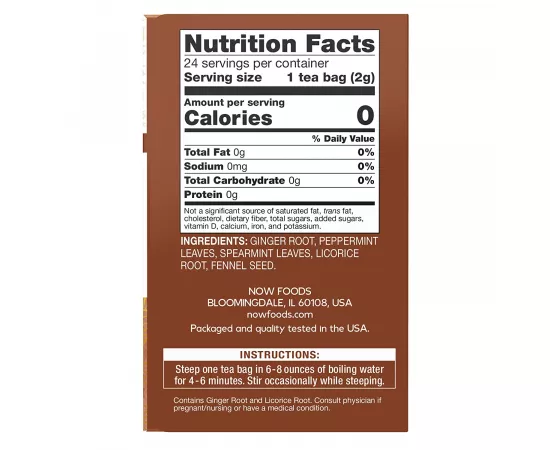 Now Foods Ginger Mint Comfort Tea 24 Tea Bags