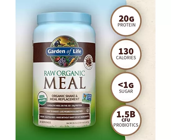 Garden of Life Raw Organic Meal Shake & Meal Replacement Chocolate Cacao Flavor 1,017g