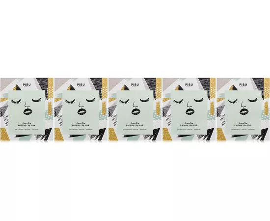 قناع طين منقي من الشاي الأخضر من بيبو - مجموعة من 5