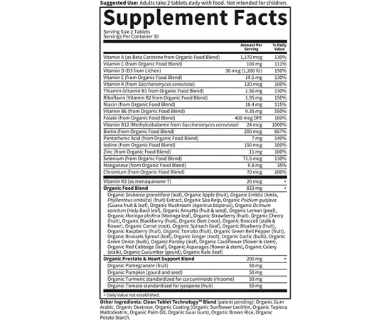 Garden of Life MyKind Organics Multi-Vitamin for Men 40+ Vegetable Tablets 60's