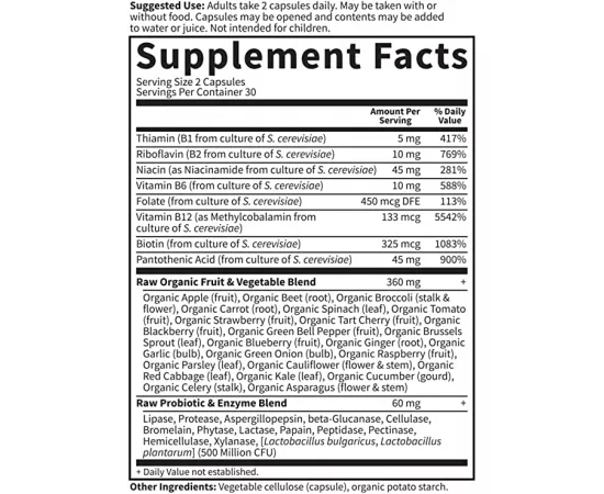 Garden of Life, Vitamin Code Raw B-Complex Vegan Capsules 60's