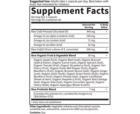 Garden of Life Raw CoQ10 200 mg Vegan Capsules 60's