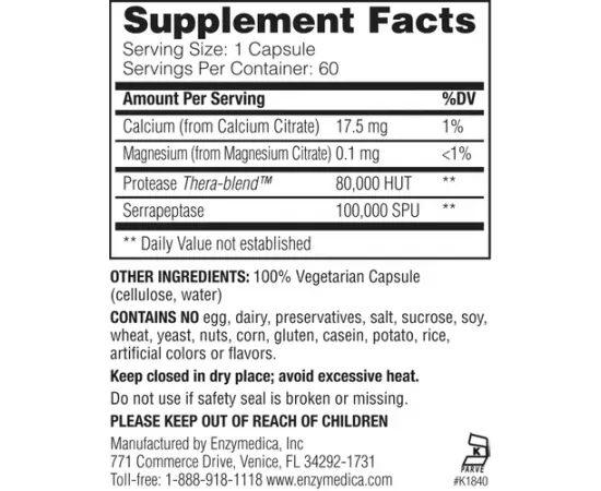 Enzymedica Serragold 60 Capsules