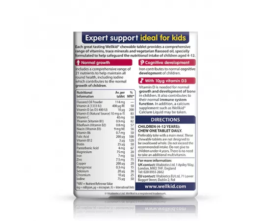 Vitabiotics Wellkid Smart Chewable 30 Tablets