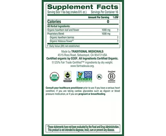 Traditional Medicinals Heart Tea With Hawthorn Hibiscus Tea Bags 16's(32g)