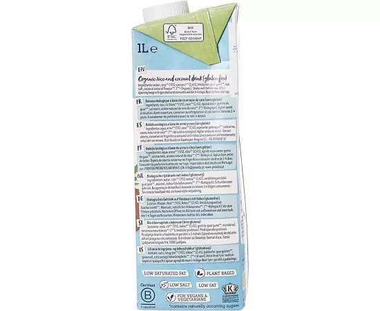 Isola Bio 100% Organic Rice Coconut Plant Based Milk 1L