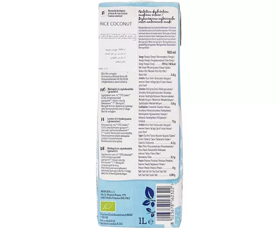 Isola Bio 100% Organic Rice Coconut Plant Based Milk 1L