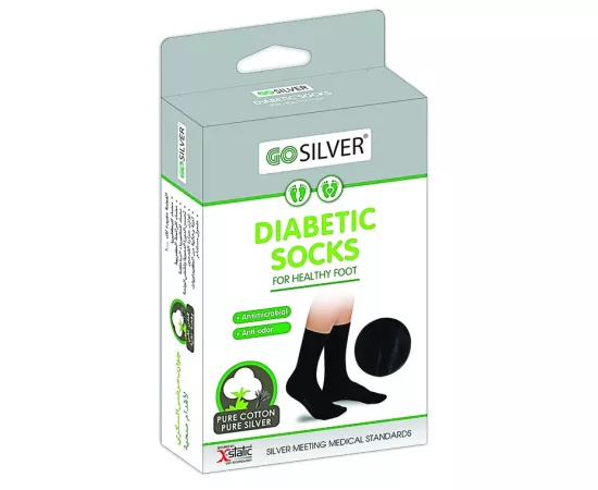Go Silver Diabetic Socks Black Size 43/46