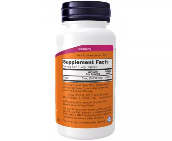Now Foods Biotin 5000 Mcg 60 Veg Capsules