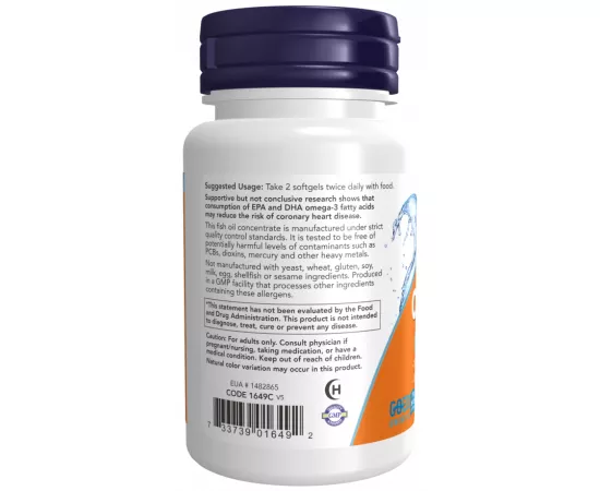 Now Foods Omega-3 1000mg,  Molecularly Distilled 500 Softgels