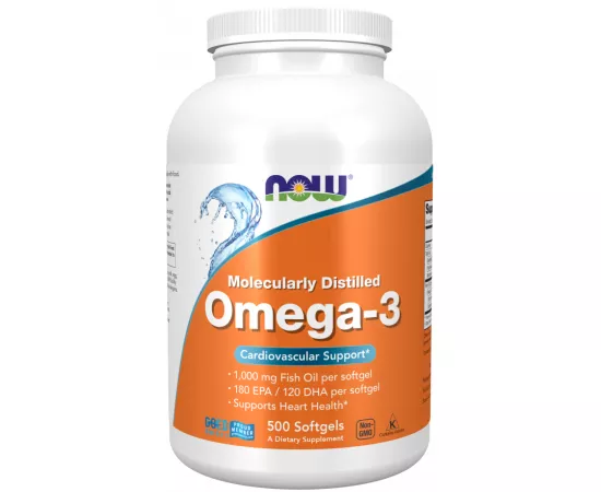 Now Foods Omega-3 1000mg,  Molecularly Distilled 500 Softgels