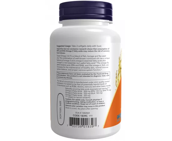 Now Foods Super Omega 3-6-9 1200 mg 180 Softgels
