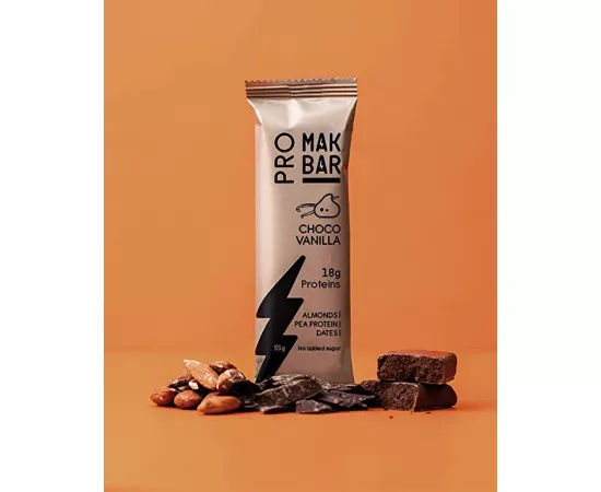بروتين بار بنكهة الفانيليا والشوكلت شيب من ماك بار 12 x 55جرام