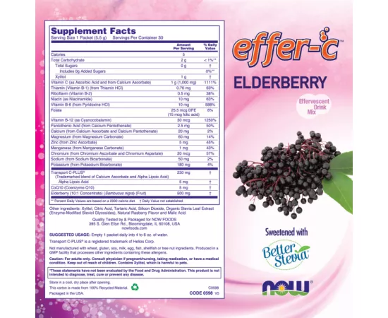 Now Foods Effer-C Elderberry Packet 30 Packets