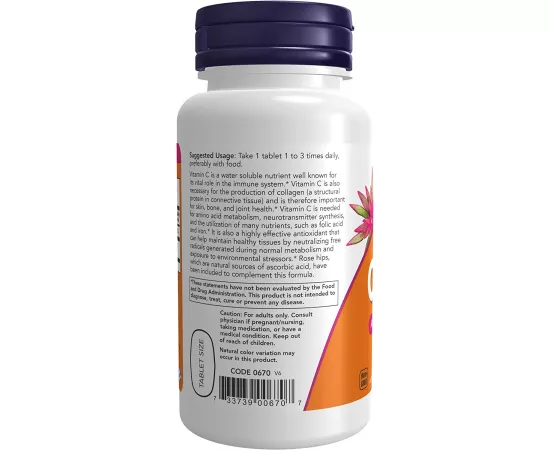 Now Foods Vitamin C-500 with Rose Hip 100 Tablets