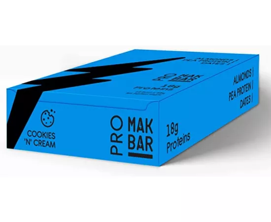 MAK BAR Pro (Cookies 'N' Cream Flavor) Protein Bar 12 X 55g