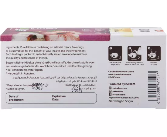Sekem Organic Hibiscus Tea 25 Envelopes